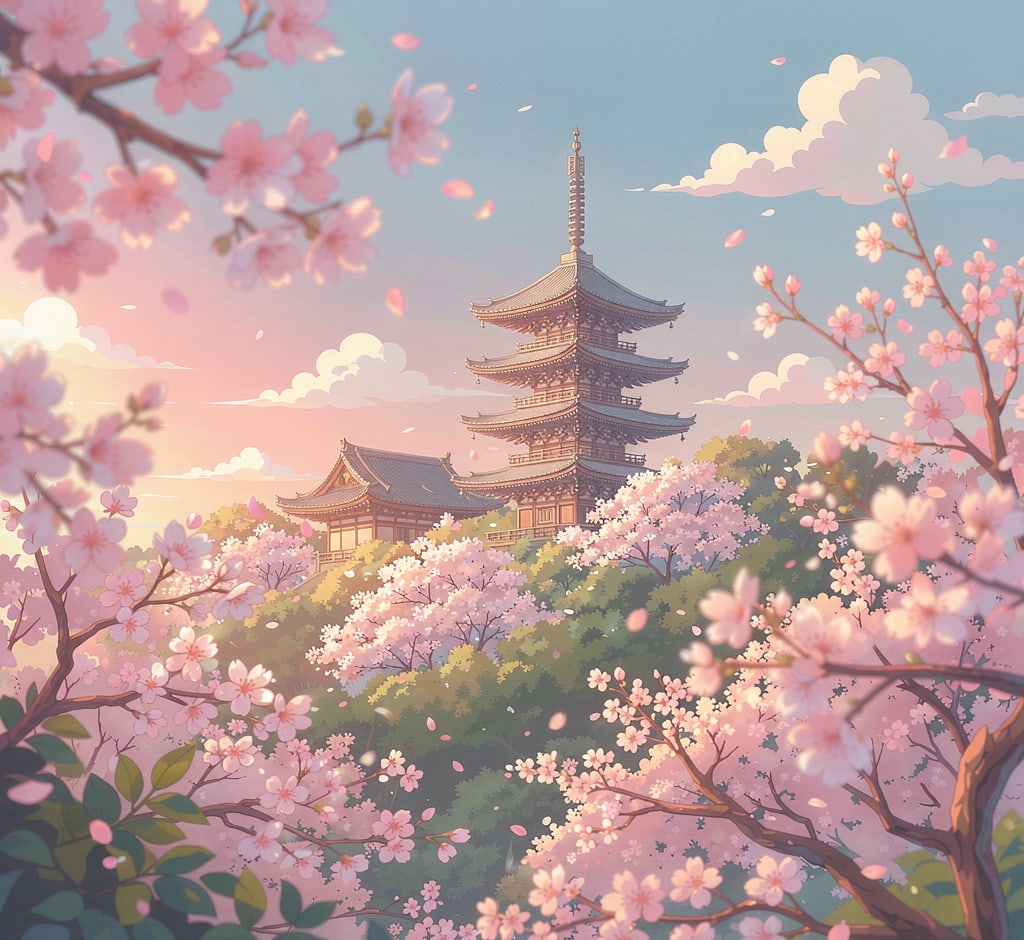 樱花古寺 在线拼图